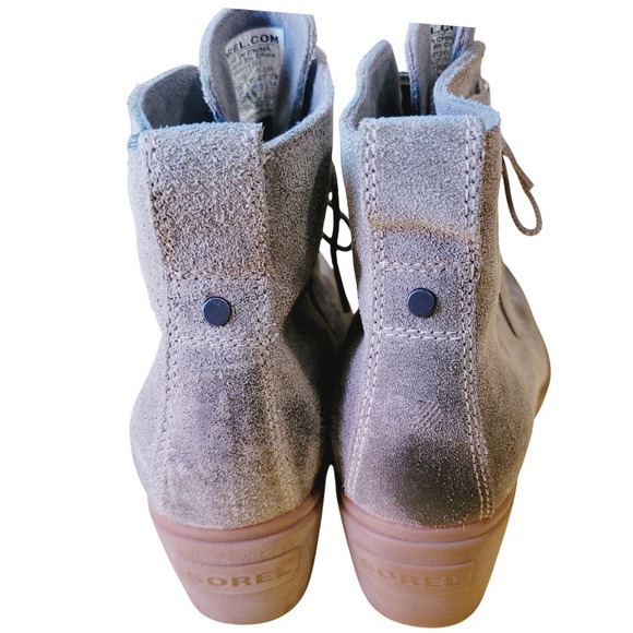 Sorel Toronto Lace Up Wedge Ankle Boots Booties Green Suede Leather Shoes 7.5‎ - Picture 4 of 8